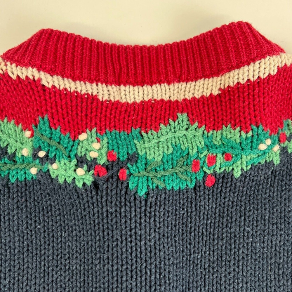Orvis Holly Festive Sweater Cardigan Women's‎ Knit Christmas Holiday L - Picture 10 of 14
